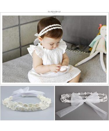 4 Pcs Baby Girl Headbands with Grosgrain Ribbon Faux Leather Stars - White - Buy Online on GoSupps.com