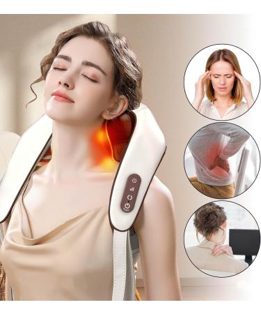 Shiatsu Neck & Shoulder Massager with Heat - Deep Tissue Kneading Device for Back Legs & Feet - 6 Silicone Heads - International Shipping - Buy Online on GoSupps.com