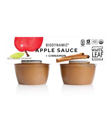 White Leaf Provisions Biodynamic Organic Unsweetened Applesauce with Ceylon Cinnamon - 24 x 4oz Healthy Snack Cups for Kids & Adults - Buy Online on GoSupps.com