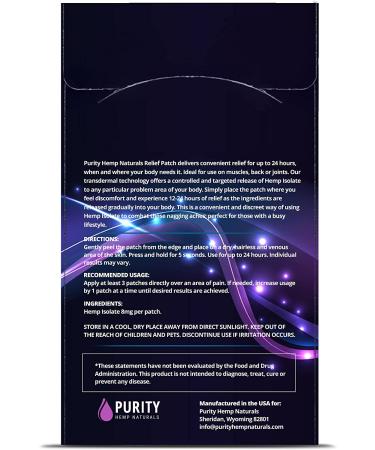 Purity Hemp Naturals Hemp Patch 30 ct. (240mg) | Long-lasting Relief for Any Part of the Body | Convenient & Discreet | 24-Hour Comfort - Buy Online on GoSupps.com