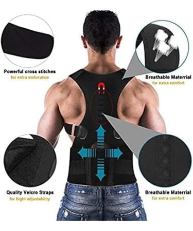 Adult Back Shoulder Lumbar Posture Corrector Bandage Spine Support Belt Therapy Back Support Posture Correction BlackOne M Blackone M - Buy Online on GoSupps.com