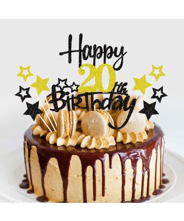 20th Birthday Cake Topper - Glitzy Happy 20 Decoration for Boys & Girls - Perfect for 20th Birthday Party & Cupcake Decor - Buy Online on GoSupps.com