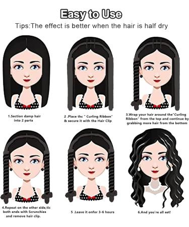 AOT Heatless Curlers Headband - Flower Patten Elastic Hair Band for DIY Soft Wave Curls - No Heat Rollers Rod for Long & Medium Hair (Black) - Buy Online on GoSupps.com