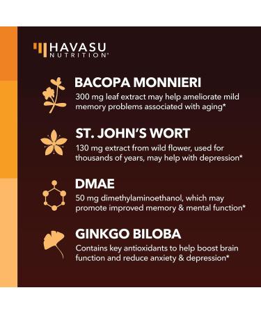 HAVASU NUTRITION Nootropic Brain Supplement with St. John's Wort - Memory, Focus, Clarity - 60 Count - Buy Online on GoSupps.com