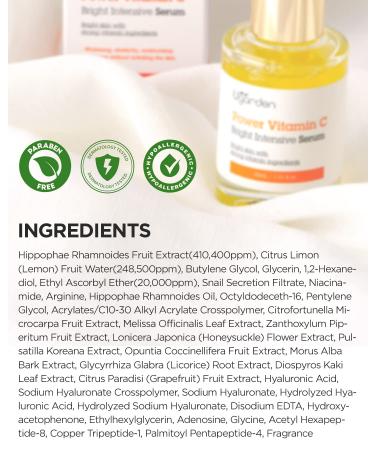 UGARDEN Power Vitamin C Serum with Snail Mucin - Hypoallergenic Skin Glow Ampoule - 1.01 fl.oz - Buy Online on GoSupps.com