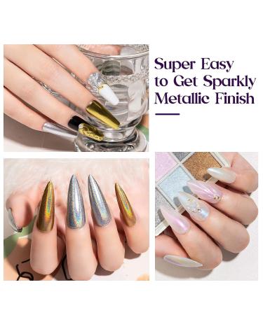 MIZHSE Pearl Chrome Nail Powder - Iridescent Mermaid Glitter, Holographic Solid Pigment - 6 in 1 Aurora Gold Silver Mirror Powder for Nail Art 004 - Buy Online on GoSupps.com