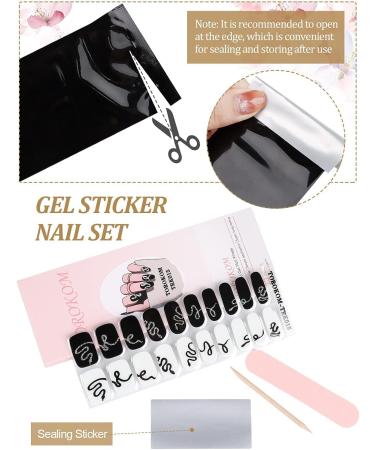 EBANKU Semi Cured Gel Nail Strips - Black and White Long Lasting Waterproof Nail Wraps Kit with Accessories - Buy Online on GoSupps.com