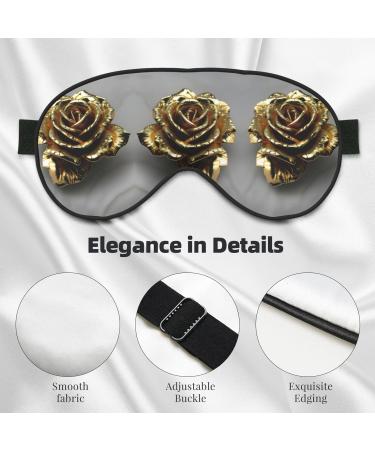 Gold Rose Print Double-Sided Eye Mask - Soft Light Blocking for Better Sleep | International Shipping Available - Buy Online on GoSupps.com
