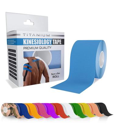 Titanium Sports Kinesiology Tape - 5m Roll of Elastic Water Resistant Tape for Support & Muscle Recovery - Quality Sports Tape Light Blue