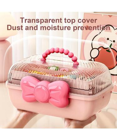 Girl Hair Accessories Organizer - Hair Clip Storage Box | Multipurpose Three-Layer Organizer with Handle for Nail Hair Accessories Sewing Supplies Makeup Art Supply Lvtfco Large Macaron Pink - Buy Online on GoSupps.com