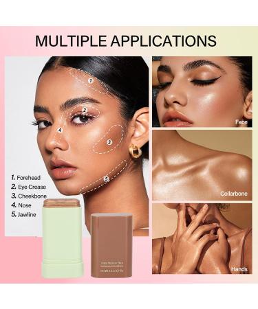 Face Highlighter Stick 2 in 1 Portable Rotatable Contour Highlighter Stick for Daily Life (4#BeachGlow) 1 count (Pack of 1) - Buy Online on GoSupps.com