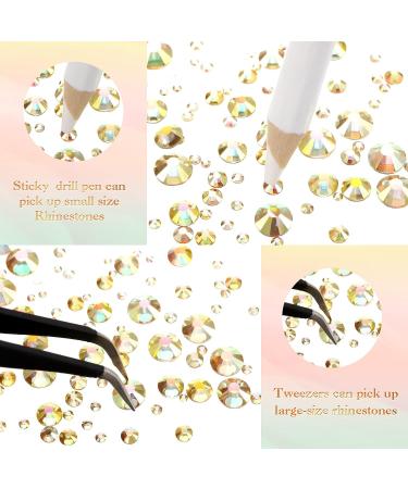 2000 Flat Back Gems Rhinestones Set with Tweezer and Pen - 6 Sizes (1.5-6 mm) Round Crystal Rhinestones for Crafts, Nails, Clothes, Shoes - Metallic Sunshine - Buy Online on GoSupps.com
