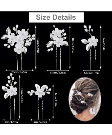 5 Pieces Bridal Hair Pins with Pearls Hair Pins Bridal Hair Accessories Bride Hair Clips for Weddings Bride Bridesmaids Anniversaries and Communion - Buy Online on GoSupps.com