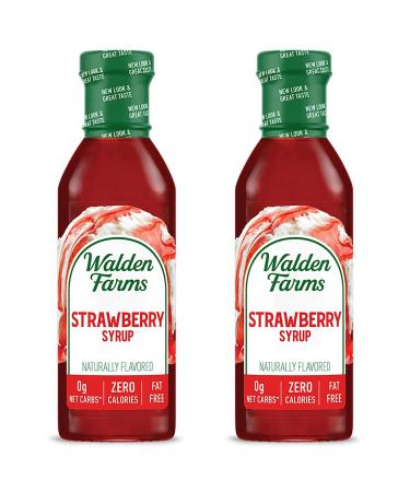Walden Farms Strawberry Sugar Free Syrup for Pancakes, Waffles, French Toast, and Fresh Pastries, 0g Net Carbs, Calories, Fat, or Gluten, Kosher Certified, 12 oz Bottles, 2 Pack Strawberry 12 Fl Oz (Pack of 2)