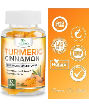 Turmeric Ginger Cinnamon Gummies - Vegan Supplement with 95% Curcuminoids for Natural Joint Support - 60 Gummies - Buy Online on GoSupps.com