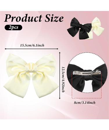 Silk Hair Loops for Women & Girls - Cute 2-Piece Set | White & Black Hair Bands & Clips - Stylish Hair Accessories - Buy Online on GoSupps.com