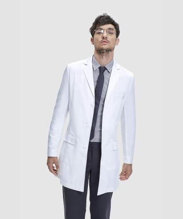 Dr. James Men's Slim Fit Lab Coat | White 36 Inch Length | Small | Multiple Pockets - Buy Online on GoSupps.com