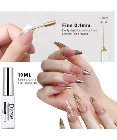 Gold Liner Gel Nail Polish - Metallic Gold Gel Liner Nail Art - 3D Mirror Effect Painted Drawing Nail Gel with Thin Brush - 10ml Glossy Chrome Gel Soak Off UV/LED Nail Art Manicure - Buy Online on GoSupps.com