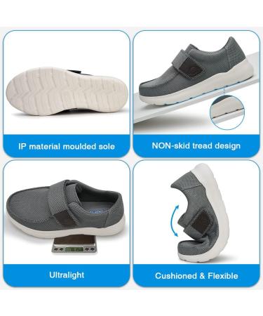 CBMTCR Men's Wide Width Diabetic Shoes with Adjustable Closure - Lightweight & Stylish | Size 8 Wide Grey - Buy Online on GoSupps.com
