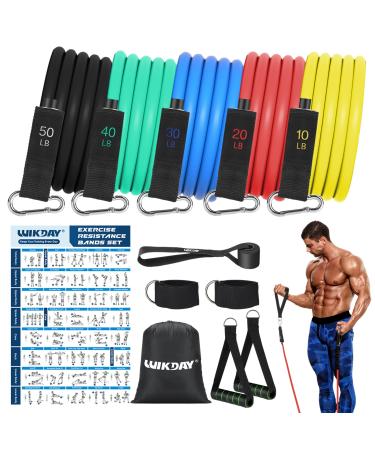 Exercise Resistance Bands with Handles for Working Out 150/200/250/300 lbs Workout Bands Set with Door Anchor for Physical Therapy Yoga Pilates Multicolor-150LBS
