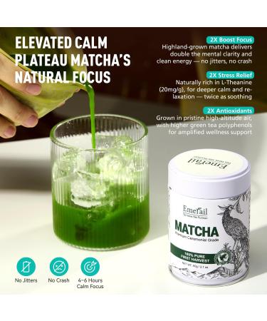 Emerail Th Matcha Matcha de Qualit C r monielle 100% Naturel & Sans Additifs Premium pour Latte Smoothies et Cuisine (40 g) - Buy Online on GoSupps.com