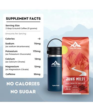 Long Run Coffee - The Technical Trail Light Roast | Electrolyte Infused Coffee for Runners | Keto Hydration | 12 Oz Ground Coffee - Buy Online on GoSupps.com