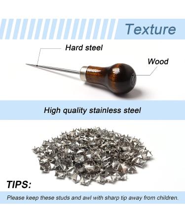 600 pc 10mm Silver Pyramid Studs Rivets Punk Spikes for Clothing Leather Bag with Scratch Awl - Buy Online on GoSupps.com