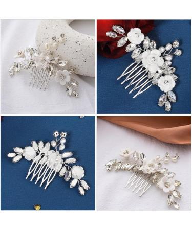 Amosfun Flower Hair Comb Rhinestone Hair Comb Bridal Hair Comb Wedding Hair Side Comb for Women - Buy Online on GoSupps.com