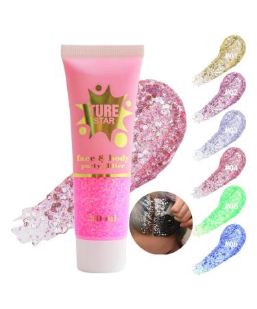 Aonat body glitter gel 30ml glitter makeup glitter face glitter make-up long-lasting glitter liquid gel for face hair lips nails make-up cosmetics festival party d-04 red
