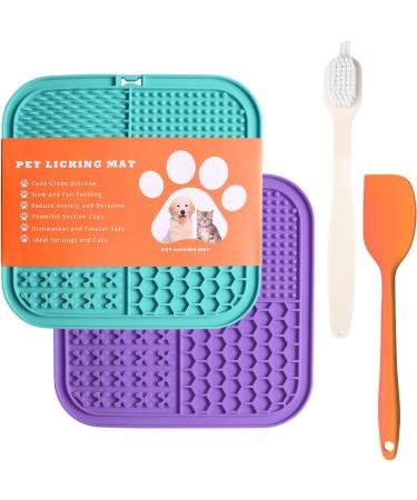 Buy Q line Losing Mat for Dogs - Light Blue & Purple Lickmate - Strong Suction Cups Spatula & Brush - Slow Feeder (Pack of 2) - International Shipping Available - Buy Online on GoSupps.com