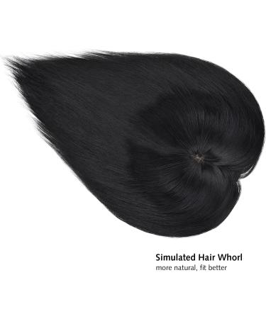 Yamel Hair Toppers: 3 Clip-in Straight Black Synthetic Wiglets for Thinning Hair - Natural Black - Buy Online on GoSupps.com