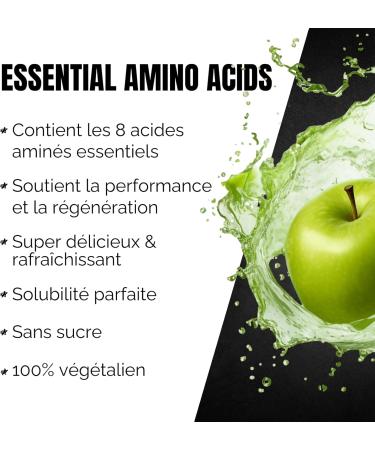 EAA powder GREEN APPLE 500gr - essential amino acids - 11gr of protein per serving - no bad aftertaste - vegan & - Buy Online on GoSupps.com