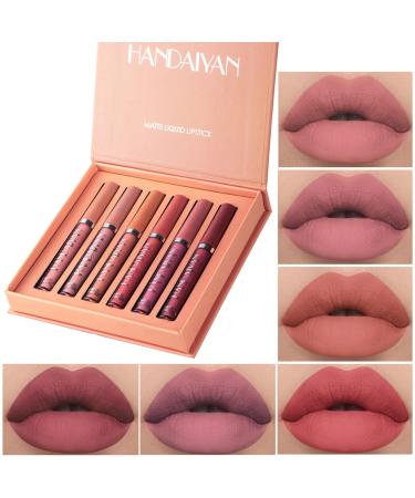 6pcs Matte Liquid Lipstick Set  Nude Lipsticks Makeup Kit for Women  Velvet Lip Gloss Waterproof Non-Stick Cup Labiales Mate 24 Horas (Set B) - Buy Online on GoSupps.com