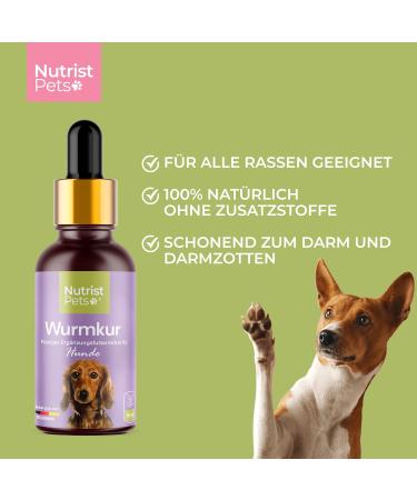 Nutrist NEW: Vegan Natural Worm Treatment for Dogs - Herbal Liquid for Stomach & Intestine Infestation - 50ml Deworming Solution - Buy Online on GoSupps.com
