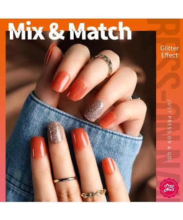 Teenitor Short Square Press On Manicure Nail Kit - 30 Fake Nails, Glorry Finish & Glitters - Hot Cocoa - Buy Online on GoSupps.com