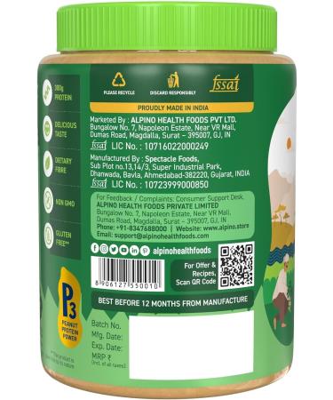 ALPI NO Natural Peanut Butter Crunch 1kg - 100% Roasted Peanuts - 30g Protein No Added Sugar & Salt non-GMO Gluten Free Vegan Plant Based Unsweetened Peanut Butter Crunchy - Buy Online on GoSupps.com