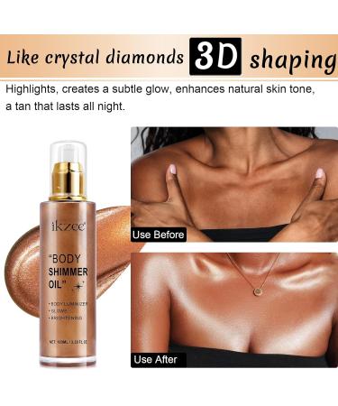 Body Shimmer Oil 100ml | Long Lasting Moisturizing Luminizer & Waterproof Highlighter - Bronze Gold Glow - Buy Online on GoSupps.com