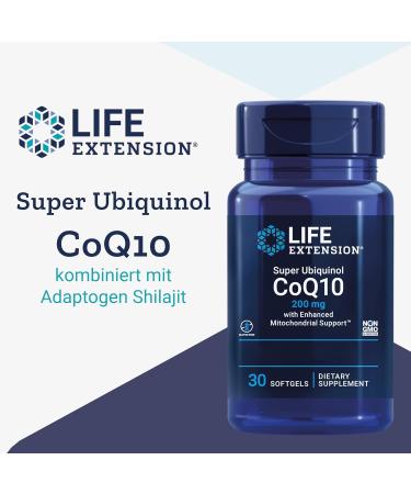 Life Extension Super Ubiquinol 200mg with Shilajit - Kaneka-Q10 30 Softgels Gluten Free Non-GMO Laboratory Tested - Boost Energy & Heart Health - Buy Online on GoSupps.com