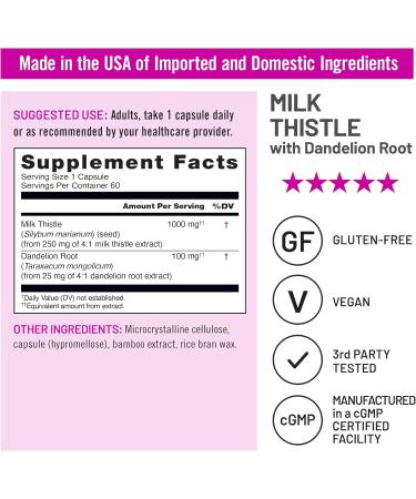NatureWise Milk Thistle with Dandelion Root - Silymarin - Antioxidant Liver & Kidney Health Support Supplement - Vegan Non-GMO Gluten Free - 60 Count 60-Day Supply 60 Count (Pack of 1) - Buy Online on GoSupps.com