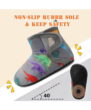 JOINFREE Baby Slippers with Non-Slip Rubber Sole for Toddlers - Greydinosaur - Size 7/7.5 UK - Buy Online on GoSupps.com