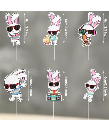 Kids' Vintage Rock Easter Bunny Cupcake Toppers Set of 18 - Perfect for boys and girls for their spring Easter party baby shower party birthday party or rock party decorations - SugarGera - Buy Online on GoSupps.com