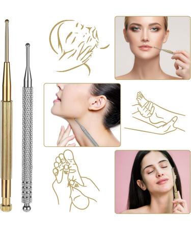 Acupressure Pen Set - Stainless Steel Double Head Acupuncture Pens for Ear Therapy | 2-Piece Smoothness Recordable Battery - Copper & Silver - Buy Online on GoSupps.com