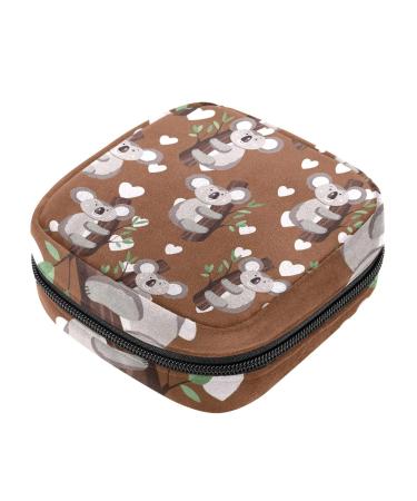 Koala Heart Pattern Sanitary Napkin Storage Bag Menstrual Pad Bag Portable Menstrual Period Sanitary Pouch Zipper Tampons Collect Bags for Teen Girls Women Ladies Color 13