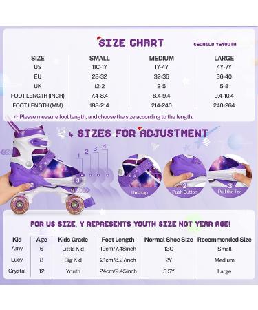 Gonex Roller Skates for Kids Girls Boys Women | Light Up Wheels & Adjustable Sizes | Indoor Outdoor Skates - Purple - Youth Size L (4-7Y/ 9.4-10.4 Inch) - Buy Online on GoSupps.com