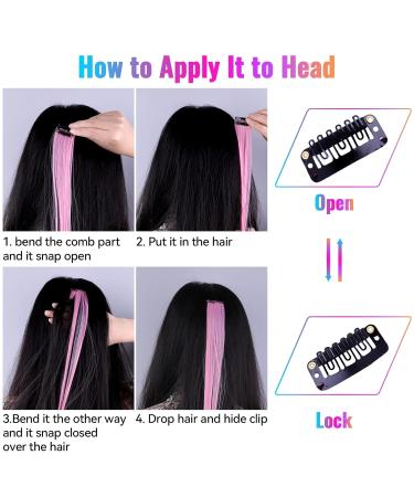 Yeestone 20-Piece Colored Hair Extensions - 55cm Clip-in Colorful Hair Clips with Comb for Women & Girls | Festival & Party Hair Decoration - Buy Online on GoSupps.com
