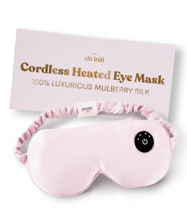 Silk Cordless Heated Eye Mask for Dry Eyes - Heating Warm Electric Eye Mask for Dry Eyes Hot Moist Compress Heating Pad for Dry Eyes Blepharitis Chalazion Stye - USB Rechargeable Sleep Mask - Pink