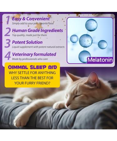 Cat Calming Supplement - Cat Sedative for Grooming Melatonin Liquid for Stress Relief & Sleep Aid Promotes Rest & Relaxation 2.02fl oz - Buy Online on GoSupps.com