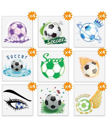 Metker Soccer Sports Waterproof Temporary Tattoos - 140 Piece Soccer Theme Individual Stickers for Adults and Kids - Ideal for Parties and Group Events - Buy Online on GoSupps.com