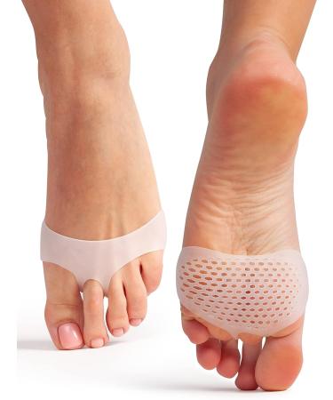 Metatarsal Ball of Foot Cushions - Soft Gel Cushioning Sleeves for Pain Relief - White (Women/Men) - Buy Online on GoSupps.com