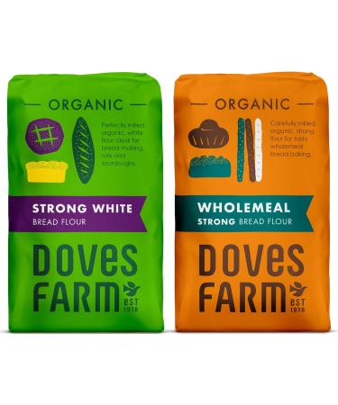 Doves Farm Organic Bread Flour Selection Pack - 1 x Organic Strong White Bread Flour 1.5kg & 1 x Organic Strong Wholemeal Bread Flour 1.5kg | by Alpine Heights - Buy Online on GoSupps.com